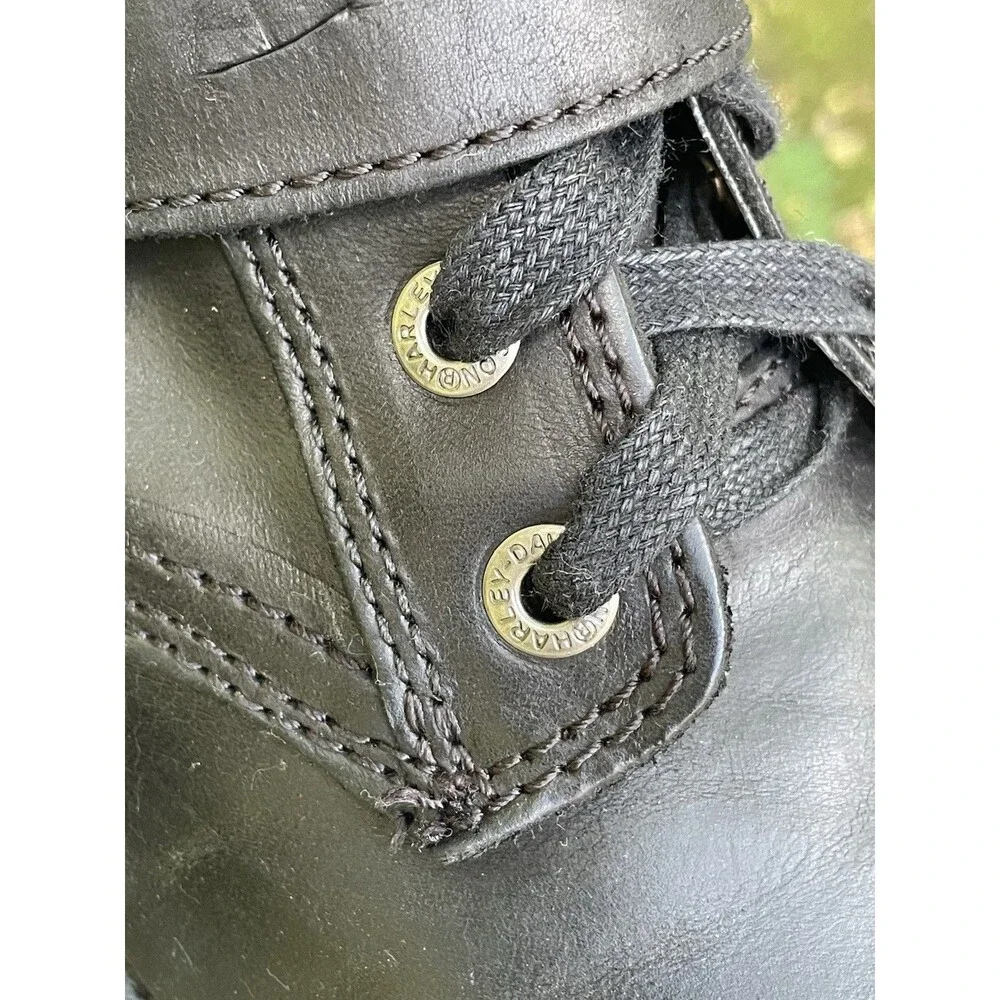 Harley Davidson Ranger Motorcycle Boots Men's 9.5 Black Leather Side Zip Biker